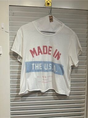 The Laundry Room Made in the U.S.A. Graphic Crop Tee | White | one size